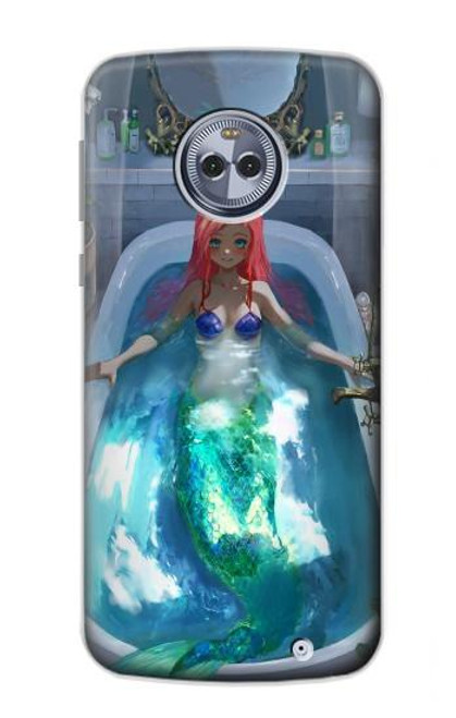 W3912 Cute Little Mermaid Aqua Spa Hülle Schutzhülle Taschen und Leder Flip für Motorola Moto X4