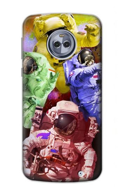 W3914 Colorful Nebula Astronaut Suit Galaxy Hülle Schutzhülle Taschen und Leder Flip für Motorola Moto X4