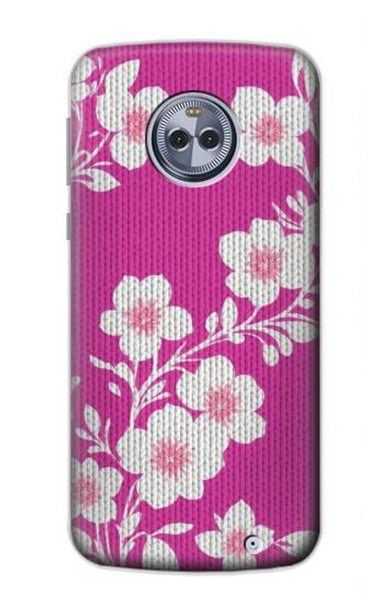 W3924 Cherry Blossom Pink Background Hülle Schutzhülle Taschen und Leder Flip für Motorola Moto X4
