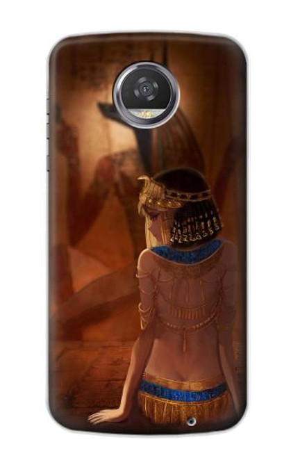 W3919 Egyptian Queen Cleopatra Anubis Hülle Schutzhülle Taschen und Leder Flip für Motorola Moto Z2 Play, Z2 Force