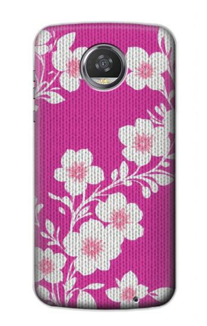 W3924 Cherry Blossom Pink Background Hülle Schutzhülle Taschen und Leder Flip für Motorola Moto Z2 Play, Z2 Force