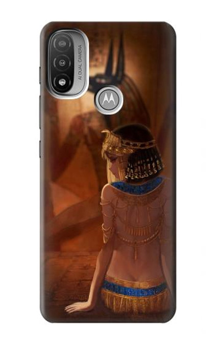 W3919 Egyptian Queen Cleopatra Anubis Hülle Schutzhülle Taschen und Leder Flip für Motorola Moto E20,E30,E40