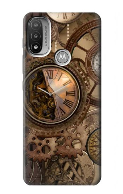 W3927 Compass Clock Gage Steampunk Hülle Schutzhülle Taschen und Leder Flip für Motorola Moto E20,E30,E40