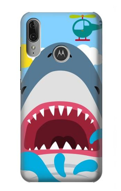 W3947 Shark Helicopter Cartoon Hülle Schutzhülle Taschen und Leder Flip für Motorola Moto E6 Plus, Moto E6s