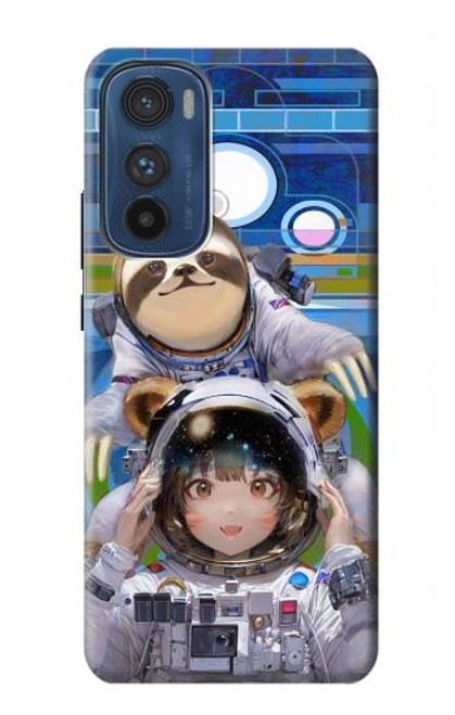 W3915 Raccoon Girl Baby Sloth Astronaut Suit Hülle Schutzhülle Taschen und Leder Flip für Motorola Edge 30