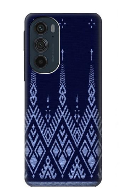 W3950 Textile Thai Blue Pattern Hülle Schutzhülle Taschen und Leder Flip für Motorola Edge 30 Pro