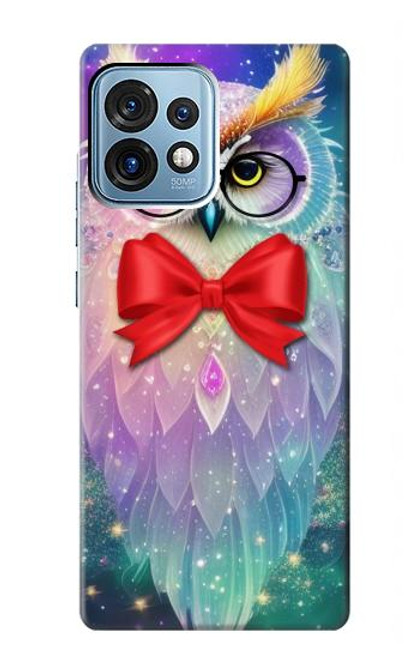 W3934 Fantasy Nerd Owl Hülle Schutzhülle Taschen und Leder Flip für Motorola Edge+ (2023), X40, X40 Pro, Edge 40 Pro