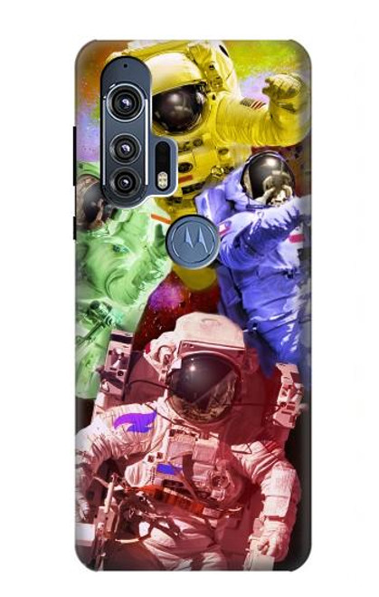 W3914 Colorful Nebula Astronaut Suit Galaxy Hülle Schutzhülle Taschen und Leder Flip für Motorola Edge+