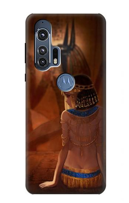W3919 Egyptian Queen Cleopatra Anubis Hülle Schutzhülle Taschen und Leder Flip für Motorola Edge+