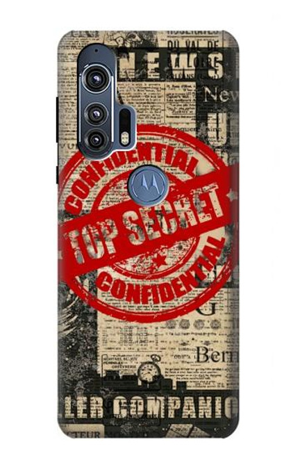 W3937 Text Top Secret Art Vintage Hülle Schutzhülle Taschen und Leder Flip für Motorola Edge+