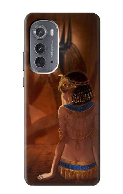 W3919 Egyptian Queen Cleopatra Anubis Hülle Schutzhülle Taschen und Leder Flip für Motorola Edge (2022)