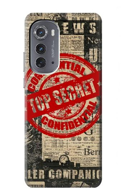 W3937 Text Top Secret Art Vintage Hülle Schutzhülle Taschen und Leder Flip für Motorola Edge (2022)