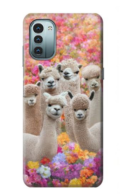 W3916 Alpaca Family Baby Alpaca Hülle Schutzhülle Taschen und Leder Flip für Nokia G11, G21