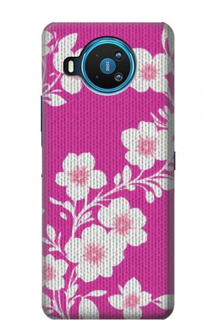 W3924 Cherry Blossom Pink Background Hülle Schutzhülle Taschen und Leder Flip für Nokia 8.3 5G