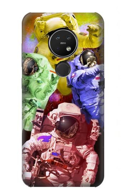 W3914 Colorful Nebula Astronaut Suit Galaxy Hülle Schutzhülle Taschen und Leder Flip für Nokia 7.2