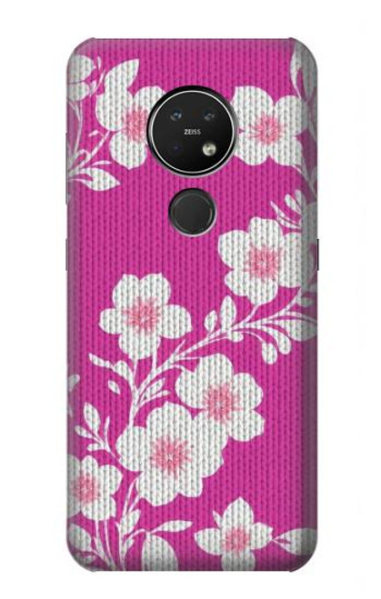 W3924 Cherry Blossom Pink Background Hülle Schutzhülle Taschen und Leder Flip für Nokia 7.2