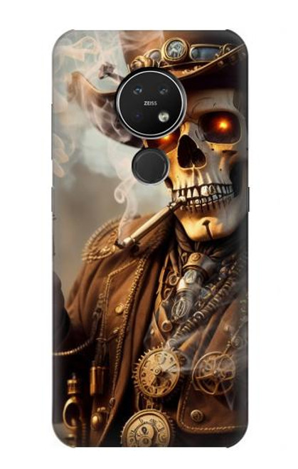 W3949 Steampunk Skull Smoking Hülle Schutzhülle Taschen und Leder Flip für Nokia 7.2