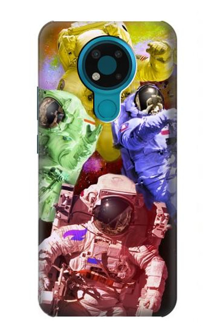 W3914 Colorful Nebula Astronaut Suit Galaxy Hülle Schutzhülle Taschen und Leder Flip für Nokia 3.4