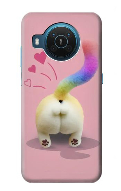 W3923 Cat Bottom Rainbow Tail Hülle Schutzhülle Taschen und Leder Flip für Nokia X20