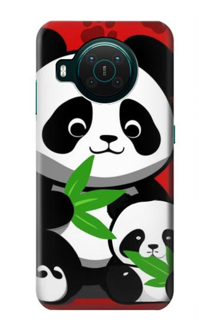 W3929 Cute Panda Eating Bamboo Hülle Schutzhülle Taschen und Leder Flip für Nokia X10