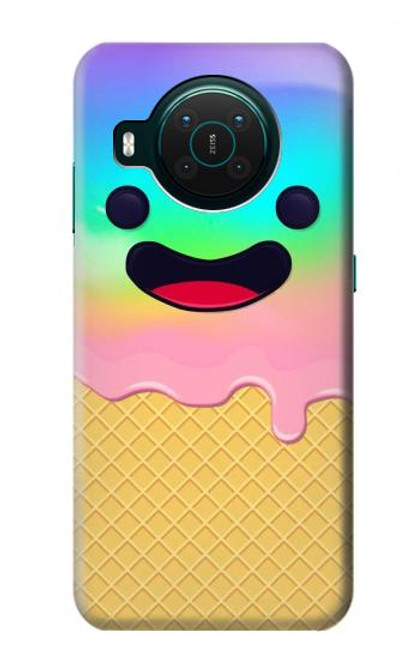 W3939 Ice Cream Cute Smile Hülle Schutzhülle Taschen und Leder Flip für Nokia X10