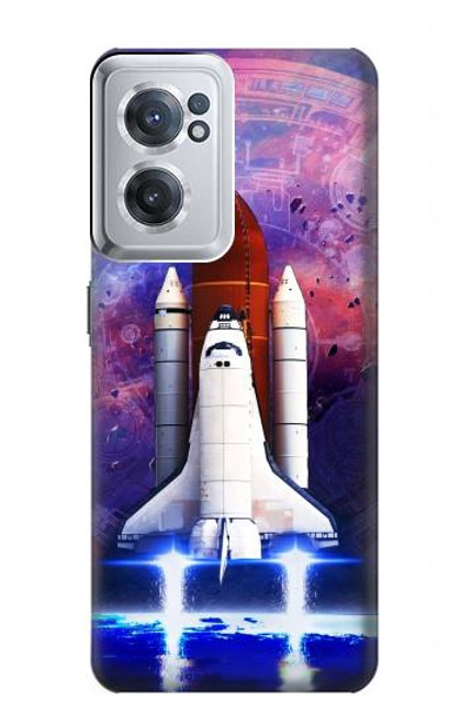 W3913 Colorful Nebula Space Shuttle Hülle Schutzhülle Taschen und Leder Flip für OnePlus Nord CE 2 5G