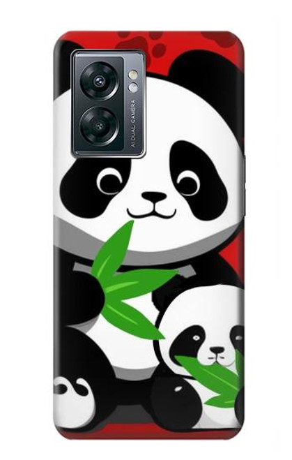 W3929 Cute Panda Eating Bamboo Hülle Schutzhülle Taschen und Leder Flip für OnePlus Nord N300