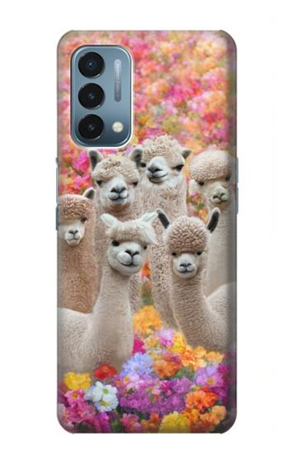 W3916 Alpaca Family Baby Alpaca Hülle Schutzhülle Taschen und Leder Flip für OnePlus Nord N200 5G