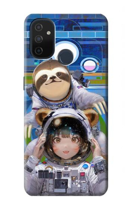 W3915 Raccoon Girl Baby Sloth Astronaut Suit Hülle Schutzhülle Taschen und Leder Flip für OnePlus Nord N100