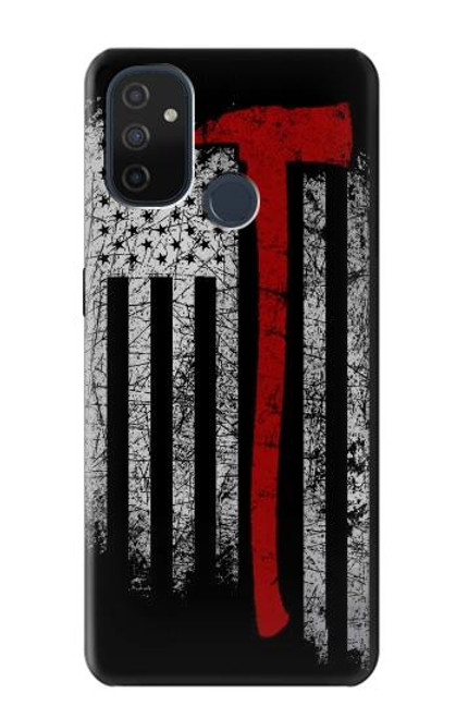 W3958 Firefighter Axe Flag Hülle Schutzhülle Taschen und Leder Flip für OnePlus Nord N100