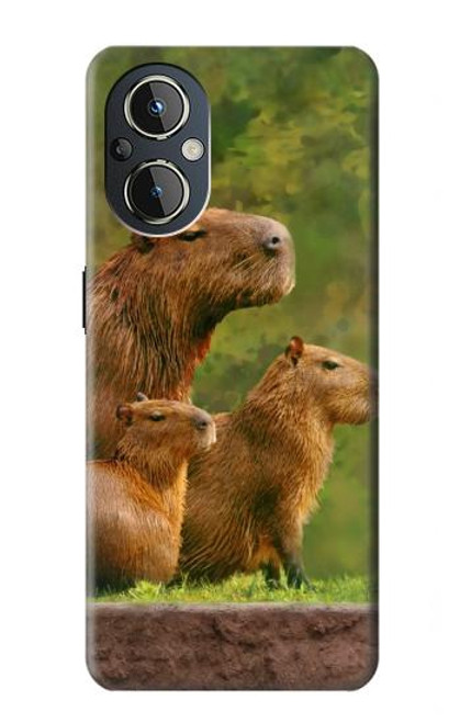 W3917 Capybara Family Giant Guinea Pig Hülle Schutzhülle Taschen und Leder Flip für OnePlus Nord N20 5G