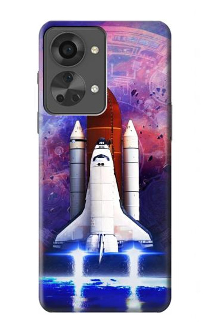 W3913 Colorful Nebula Space Shuttle Hülle Schutzhülle Taschen und Leder Flip für OnePlus Nord 2T