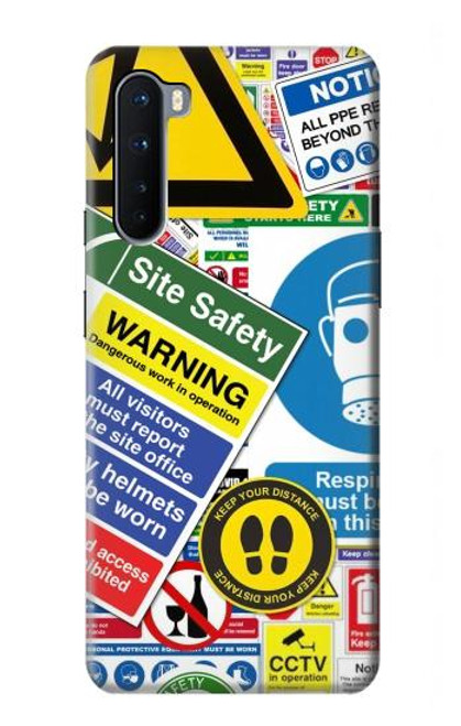 W3960 Safety Signs Sticker Collage Hülle Schutzhülle Taschen und Leder Flip für OnePlus Nord