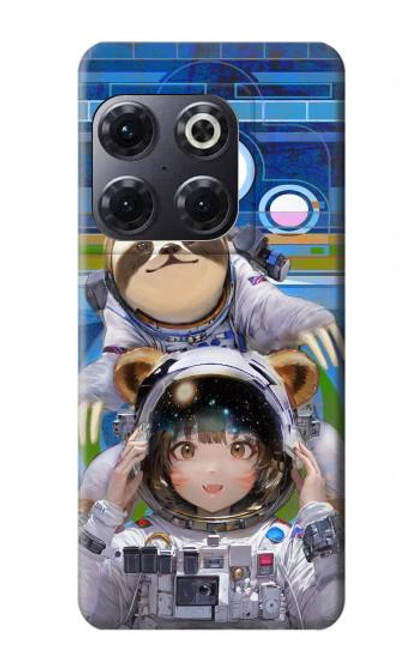 W3915 Raccoon Girl Baby Sloth Astronaut Suit Hülle Schutzhülle Taschen und Leder Flip für OnePlus 10T