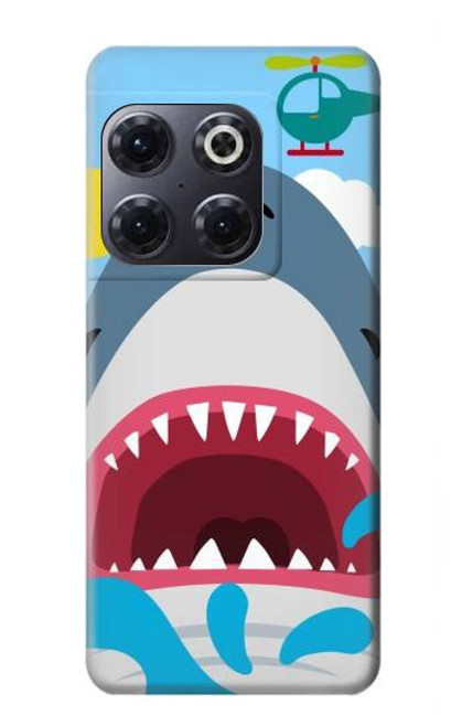 W3947 Shark Helicopter Cartoon Hülle Schutzhülle Taschen und Leder Flip für OnePlus 10T