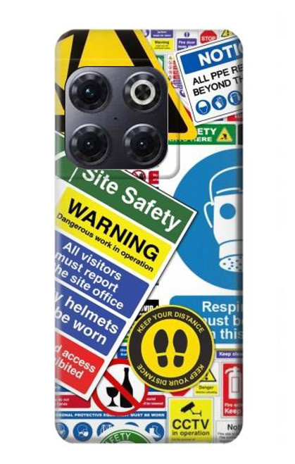 W3960 Safety Signs Sticker Collage Hülle Schutzhülle Taschen und Leder Flip für OnePlus 10T