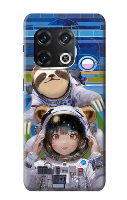 W3915 Raccoon Girl Baby Sloth Astronaut Suit Hülle Schutzhülle Taschen und Leder Flip für OnePlus 10 Pro