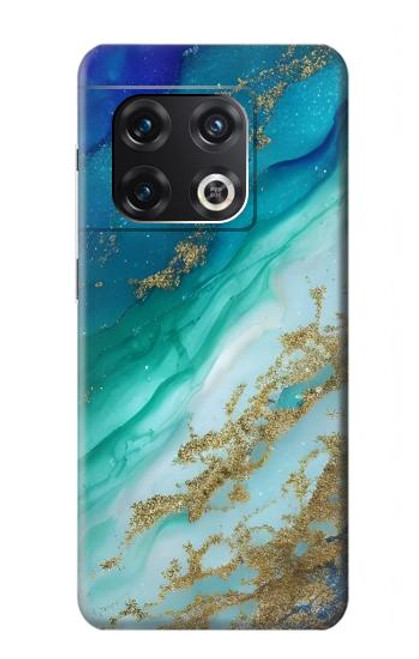 W3920 Abstract Ocean Blue Color Mixed Emerald Hülle Schutzhülle Taschen und Leder Flip für OnePlus 10 Pro