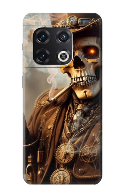 W3949 Steampunk Skull Smoking Hülle Schutzhülle Taschen und Leder Flip für OnePlus 10 Pro