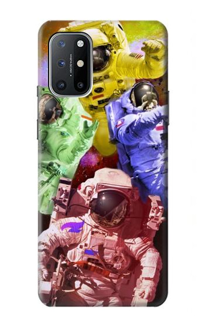 W3914 Colorful Nebula Astronaut Suit Galaxy Hülle Schutzhülle Taschen und Leder Flip für OnePlus 8T