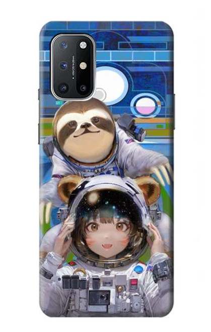 W3915 Raccoon Girl Baby Sloth Astronaut Suit Hülle Schutzhülle Taschen und Leder Flip für OnePlus 8T