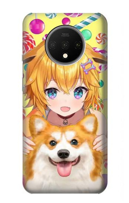 W3918 Baby Corgi Dog Corgi Girl Candy Hülle Schutzhülle Taschen und Leder Flip für OnePlus 7T