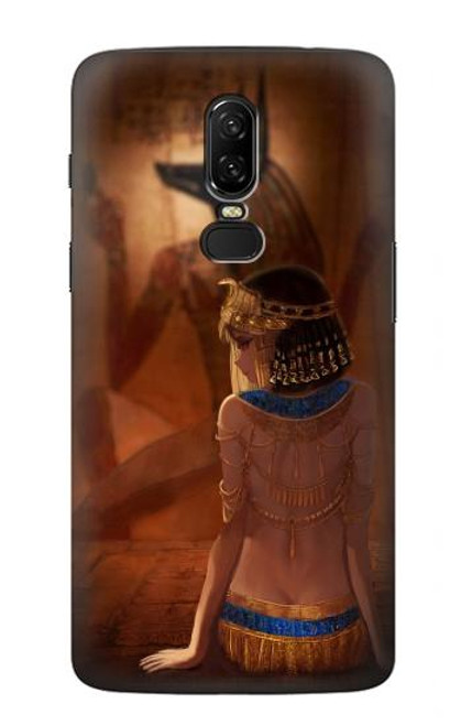 W3919 Egyptian Queen Cleopatra Anubis Hülle Schutzhülle Taschen und Leder Flip für OnePlus 6