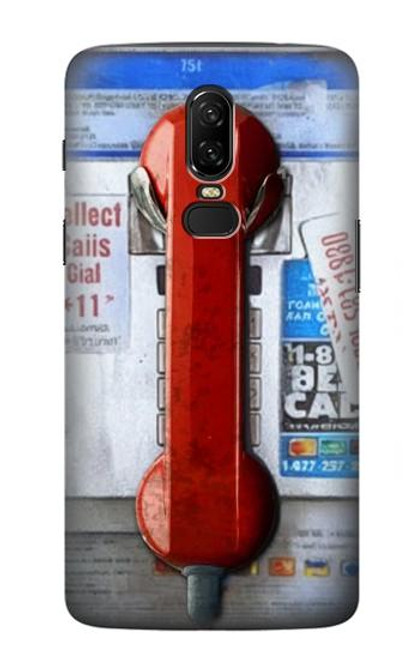 W3925 Collage Vintage Pay Phone Hülle Schutzhülle Taschen und Leder Flip für OnePlus 6