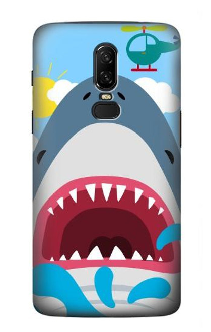 W3947 Shark Helicopter Cartoon Hülle Schutzhülle Taschen und Leder Flip für OnePlus 6