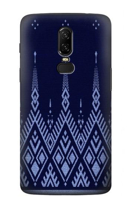 W3950 Textile Thai Blue Pattern Hülle Schutzhülle Taschen und Leder Flip für OnePlus 6