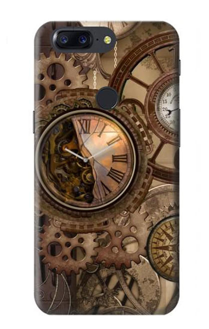 W3927 Compass Clock Gage Steampunk Hülle Schutzhülle Taschen und Leder Flip für OnePlus 5T