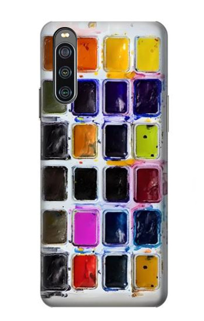 W3956 Watercolor Palette Box Graphic Hülle Schutzhülle Taschen und Leder Flip für Sony Xperia 10 IV