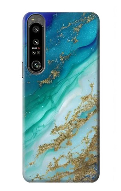 W3920 Abstract Ocean Blue Color Mixed Emerald Hülle Schutzhülle Taschen und Leder Flip für Sony Xperia 1 IV