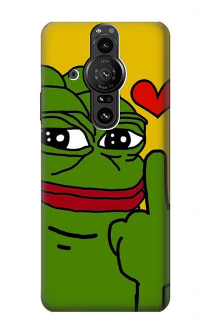 W3945 Pepe Love Middle Finger Hülle Schutzhülle Taschen und Leder Flip für Sony Xperia Pro-I